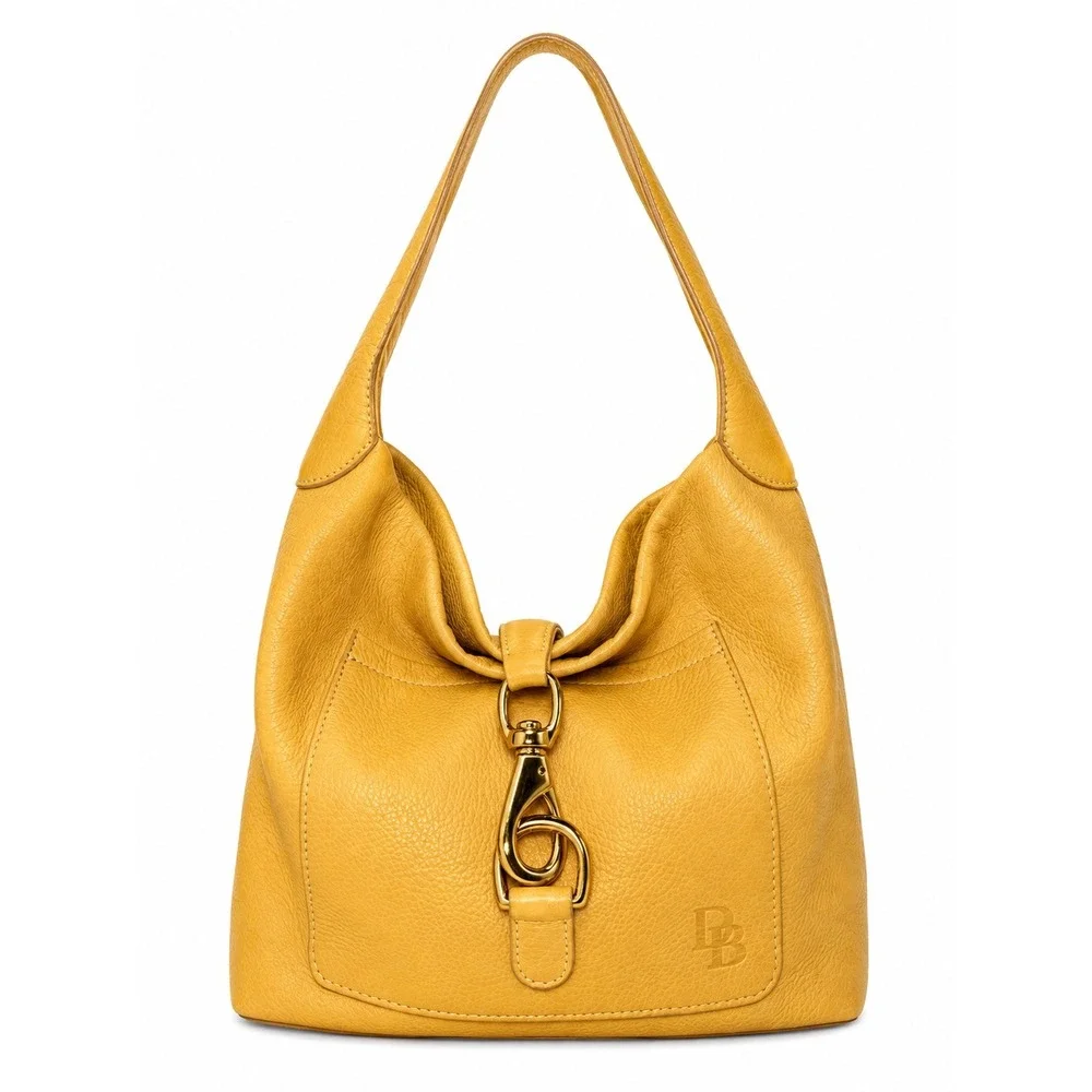 Dooney & Bourke Yellow Pebbled Leather Hobo Bag